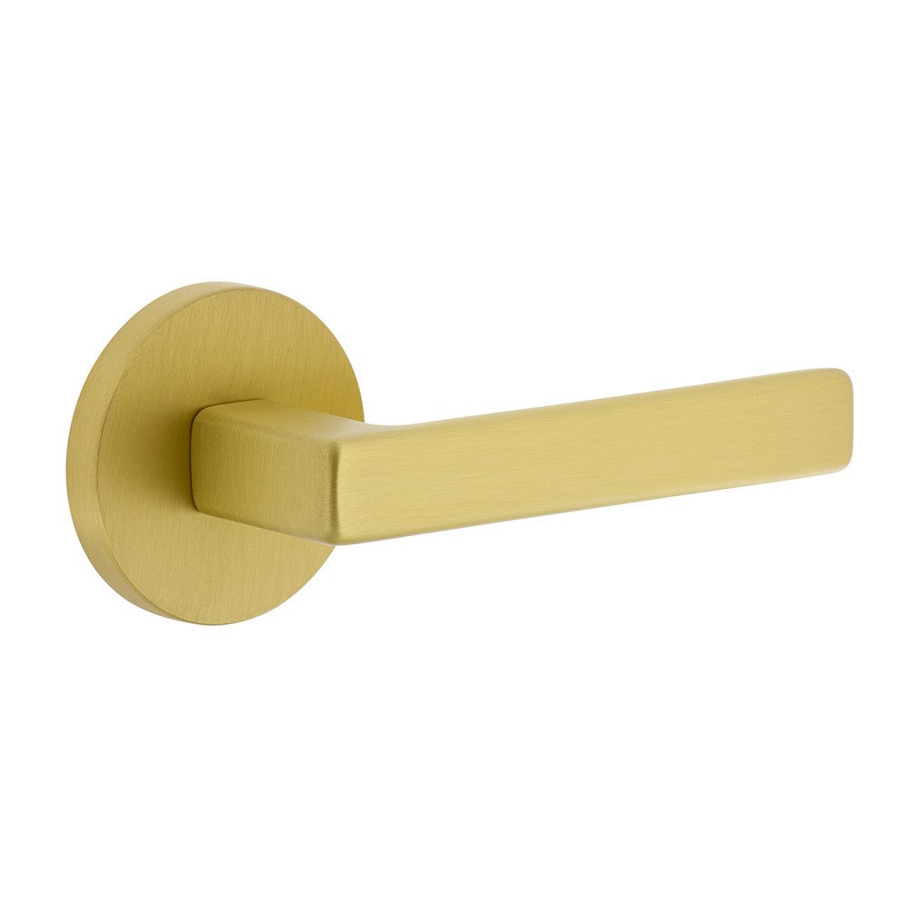Complete Privacy Set - Circolo Rosette with Right Handed Lusso Lever  in Satin Brass