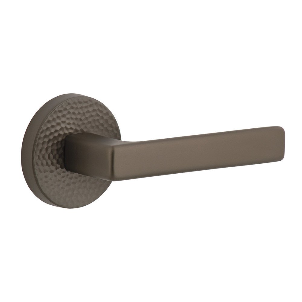Complete Privacy Set - Circolo Hammered Rosette with Right Handed Lusso Lever  in Titanium Gray