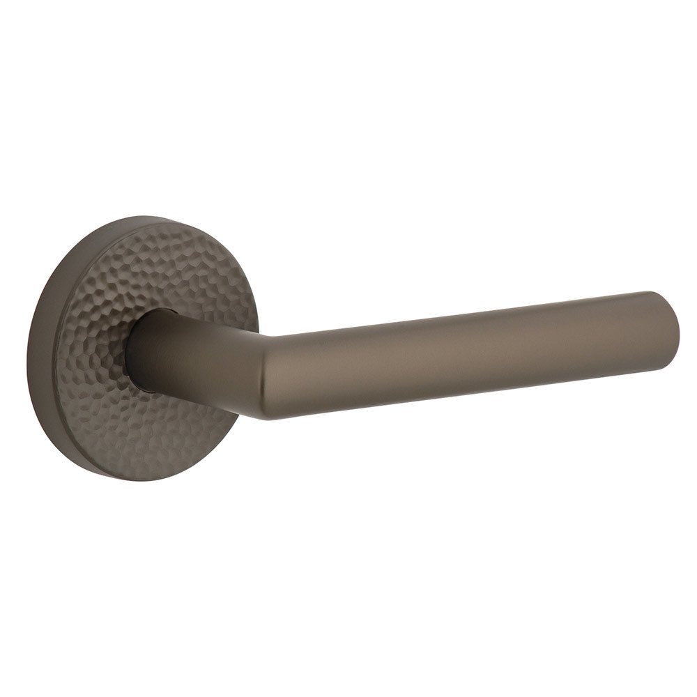 Complete Privacy Set - Circolo Hammered Rosette with Right Handed Moderno Lever  in Titanium Gray