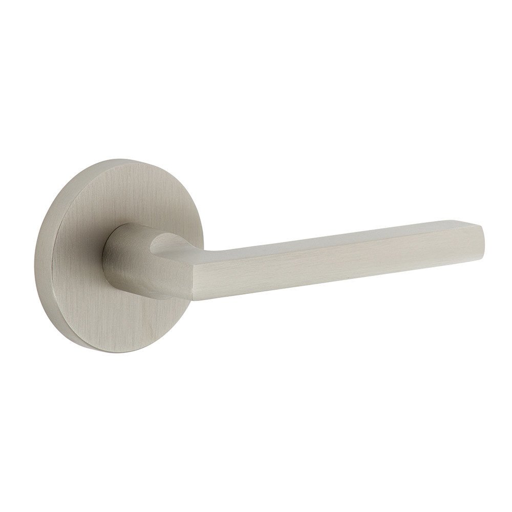 Complete Privacy Set - Circolo Rosette with Right Handed Milano Lever  in Satin Nickel