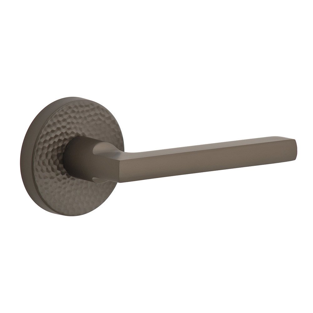 Complete Privacy Set - Circolo Hammered Rosette with Right Handed Milano Lever  in Titanium Gray