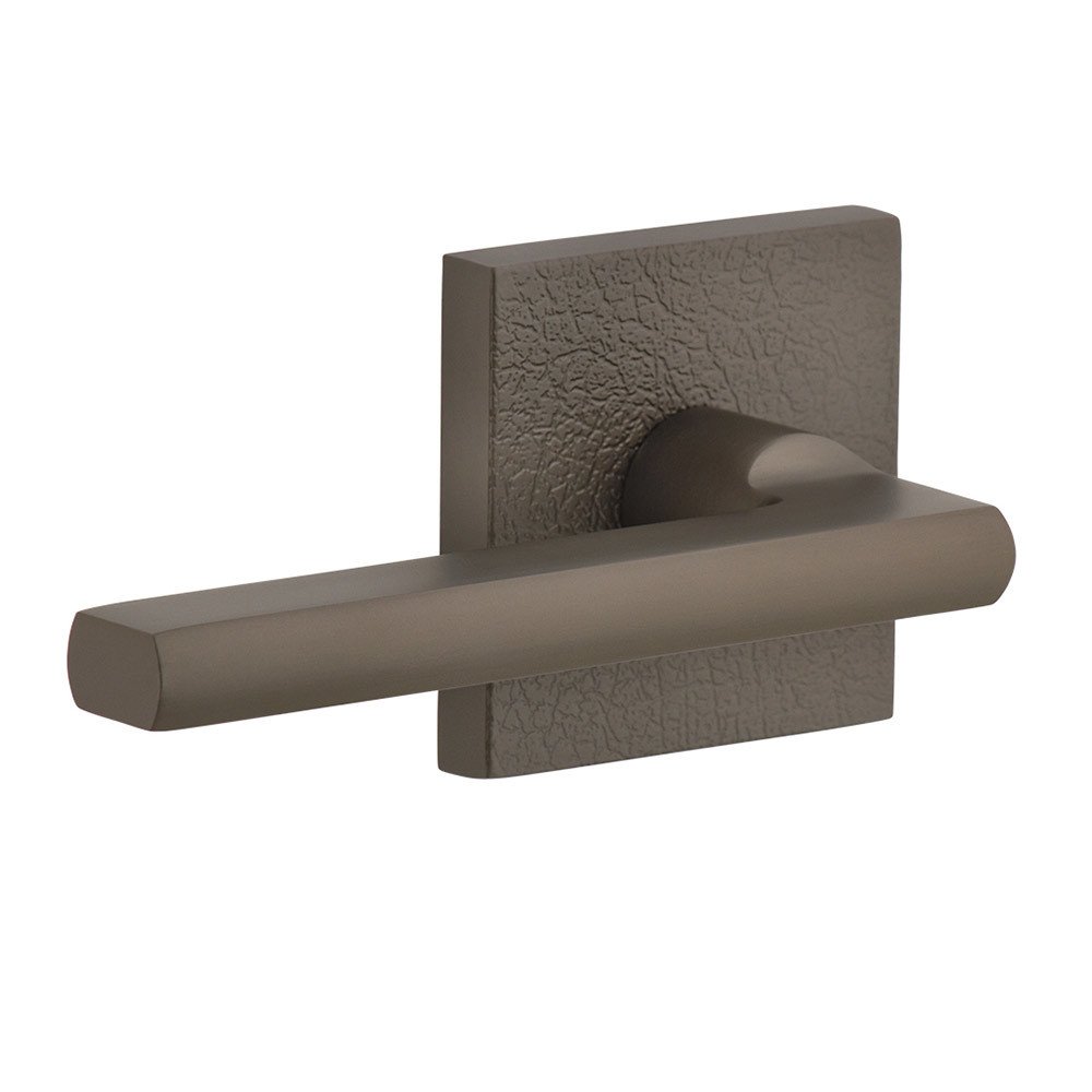 Complete Privacy Set - Quadrato Leather Rosette with Left Handed Milano Lever  in Titanium Gray