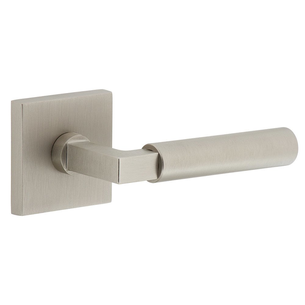 Complete Privacy Set - Quadrato Rosette with Right Handed Contempo Smooth Lever  in Satin Nickel