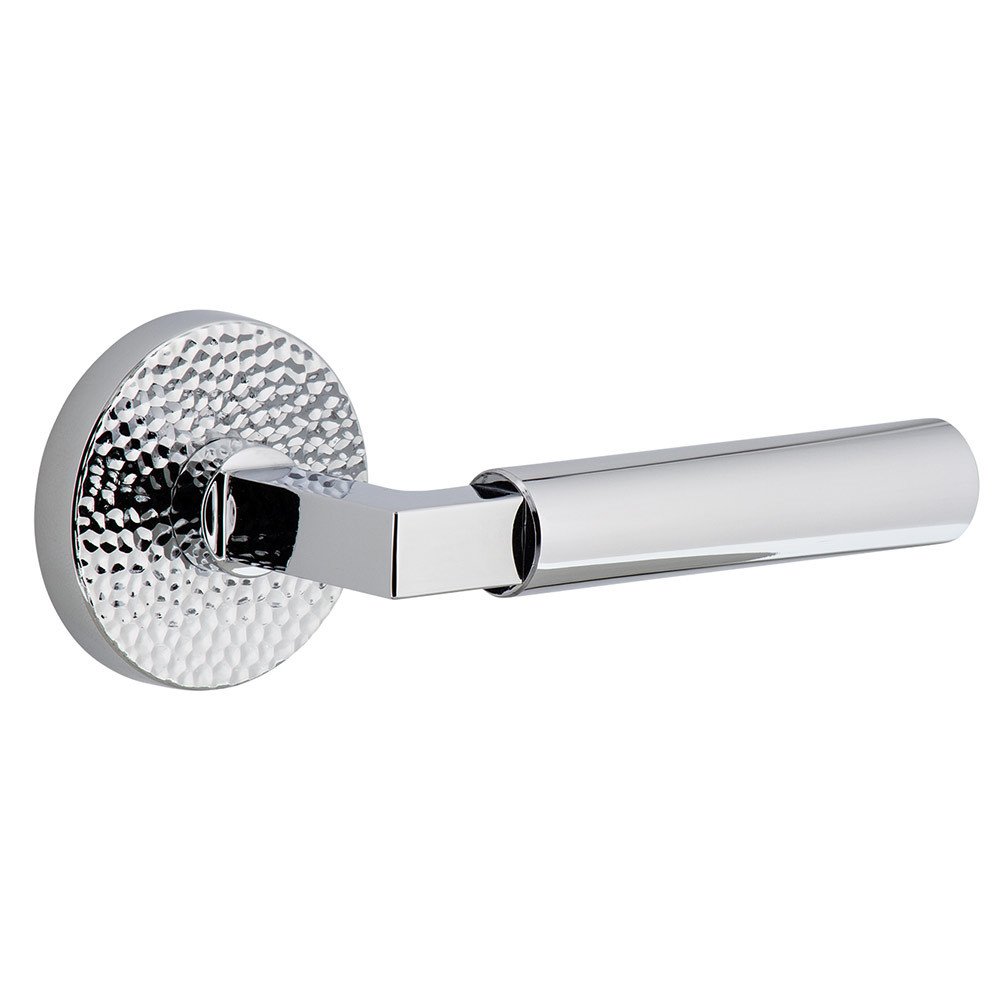 Complete Privacy Set - Circolo Hammered Rosette with Right Handed Contempo Smooth Lever in Bright Chrome