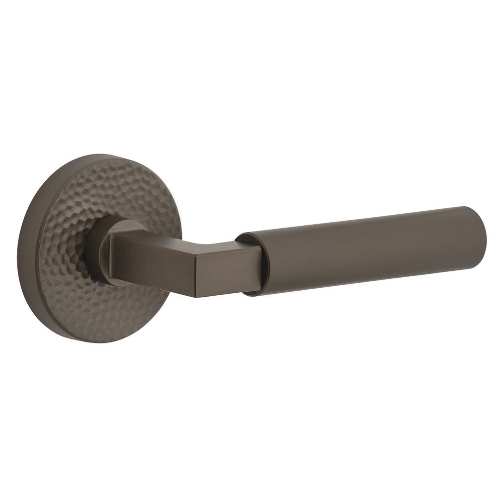 Complete Privacy Set - Circolo Hammered Rosette with Right Handed Contempo Smooth Lever  in Titanium Gray