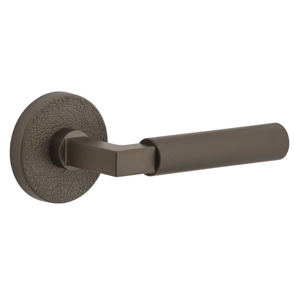 Complete Privacy Set - Circolo Leather Rosette with Right Handed Contempo Smooth Lever  in Titanium Gray