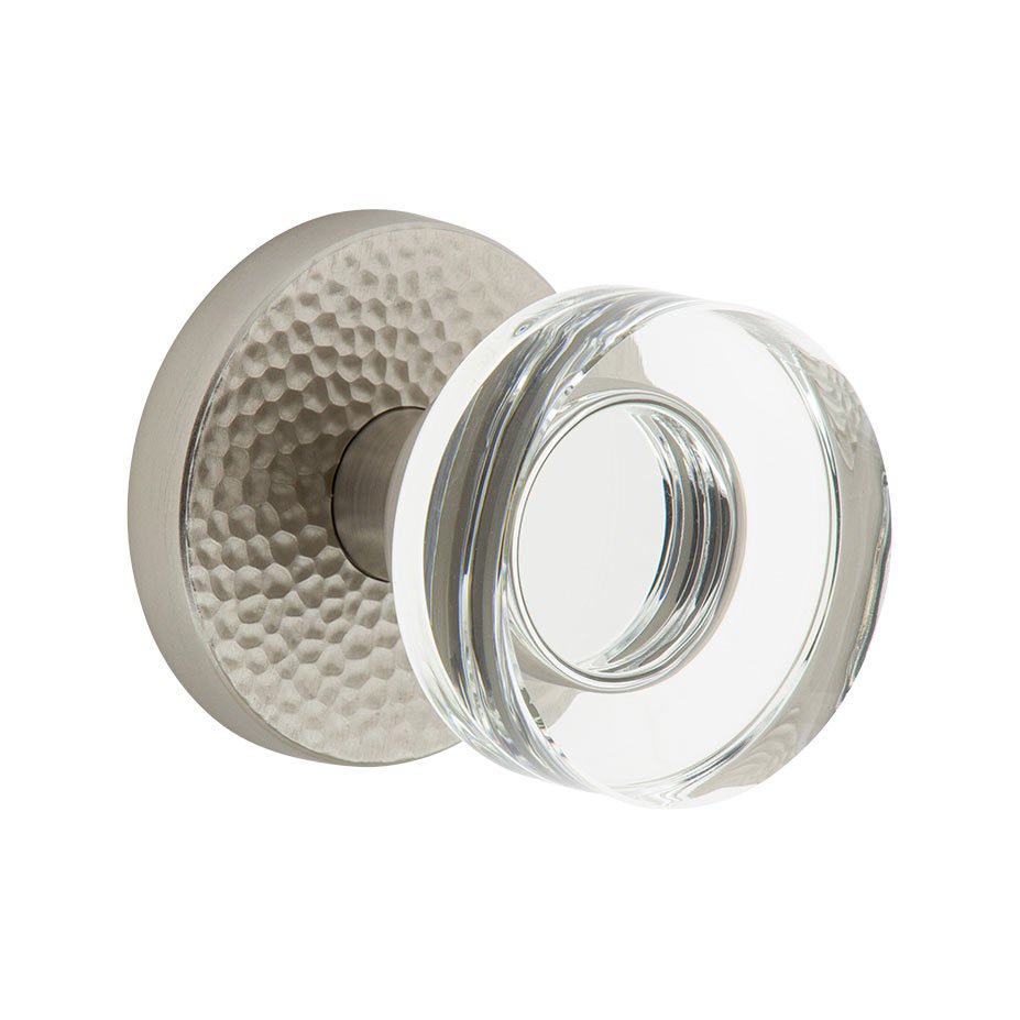 Single Dummy - Circolo Hammered Rosette with Circolo Crystal Knob in Satin Nickel
