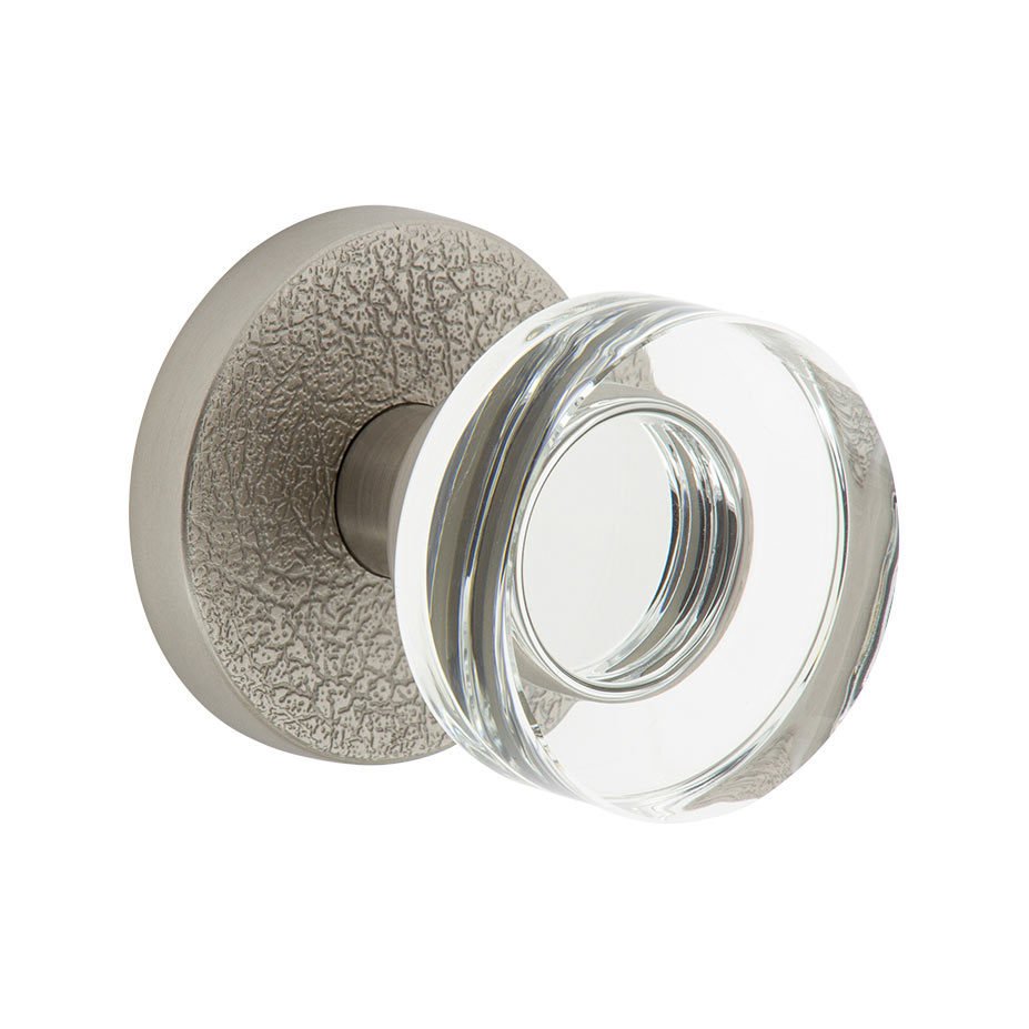 Single Dummy - Circolo Leather Rosette with Circolo Crystal Knob in Satin Nickel