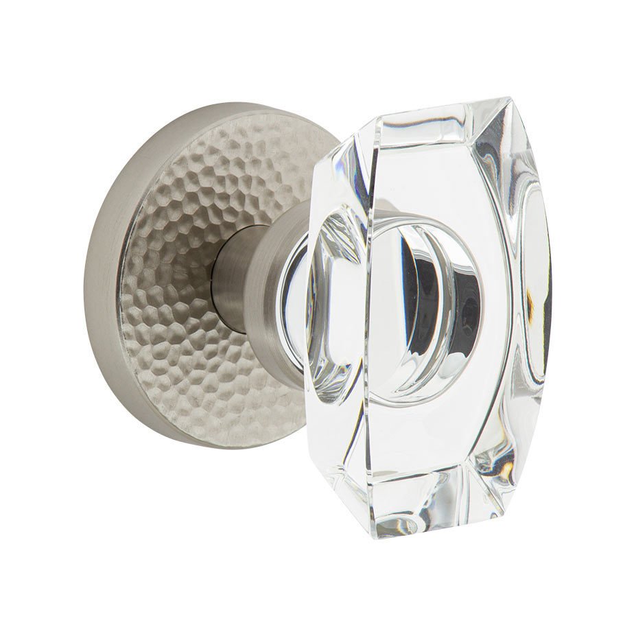 Single Dummy - Circolo Hammered Rosette with Stella Crystal Knob in Satin Nickel