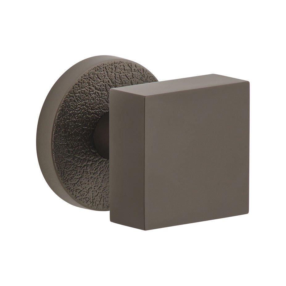 Single Dummy - Circolo Leather Rosette with Quadrato Brass Knob in Titanium Gray