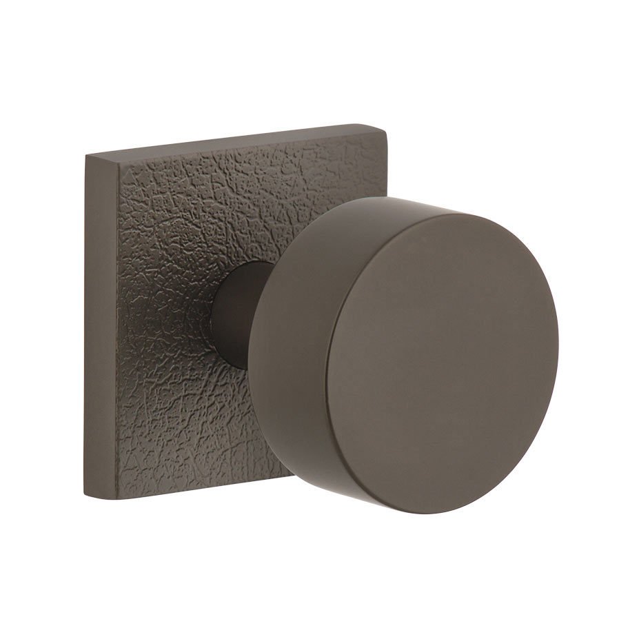 Single Dummy - Quadrato Leather Rosette with Circolo Brass Knob in Titanium Gray