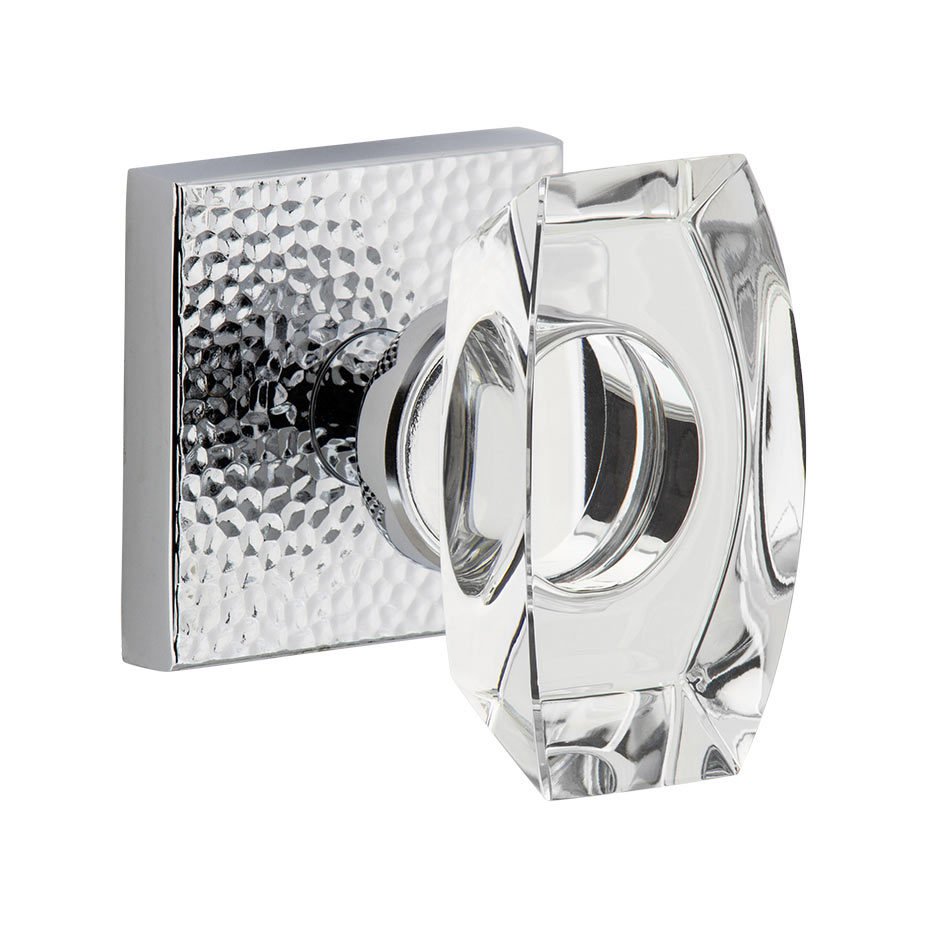 Single Dummy - Quadrato Hammered Rosette with Stella Crystal Knob in Bright Chrome