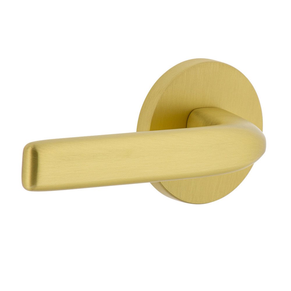 Single Dummy - Circolo Rosette with Left Handed Bella Lever in Satin Brass