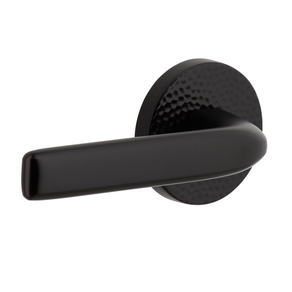 Single Dummy - Circolo Hammered Rosette with Left Handed Bella Lever in Satin Black