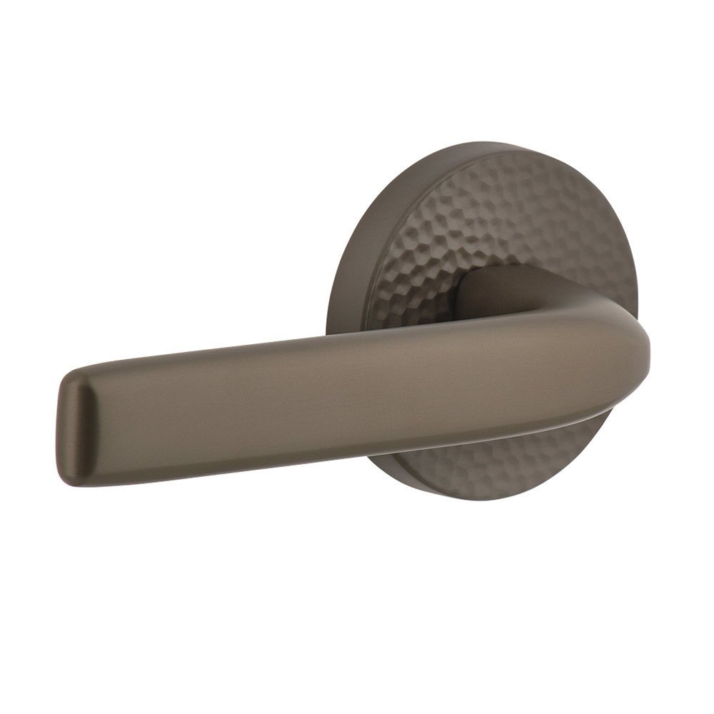 Single Dummy - Circolo Hammered Rosette with Left Handed Bella Lever in Titanium Gray