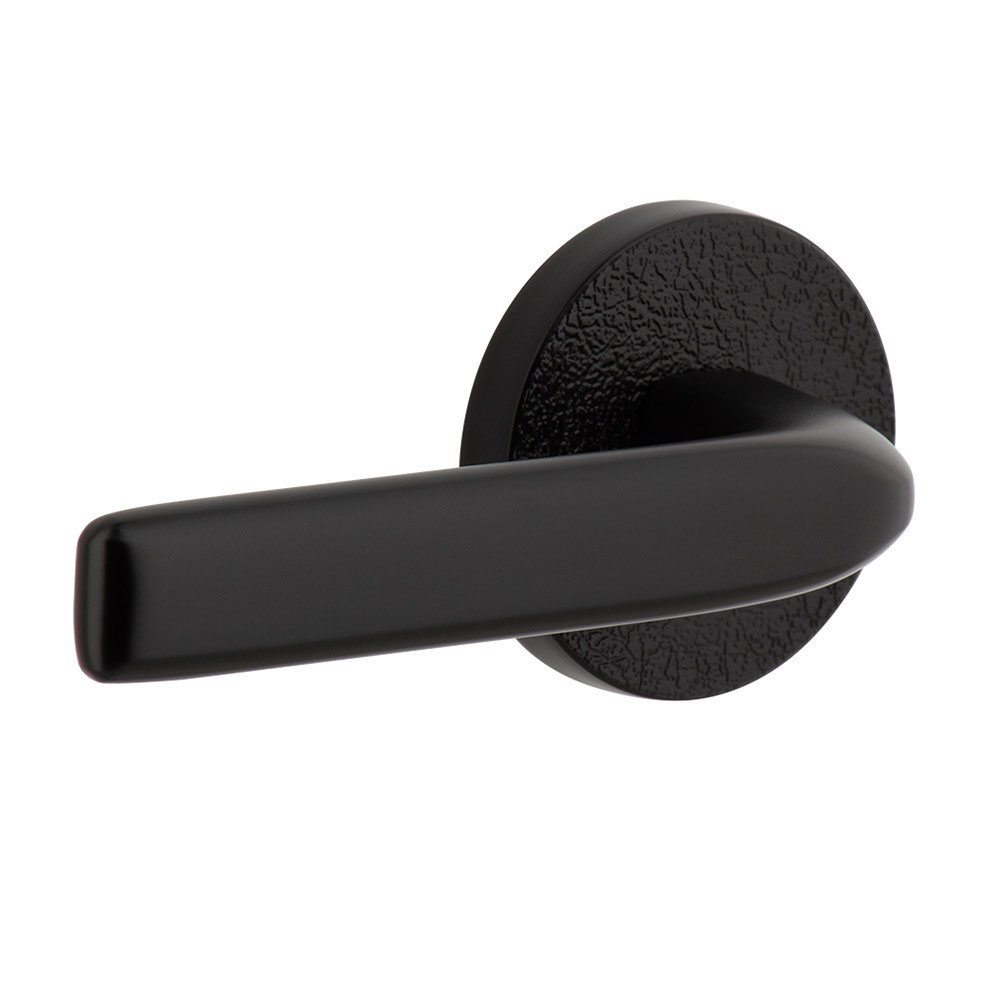 Single Dummy - Circolo Leather Rosette with Left Handed Bella Lever in Satin Black