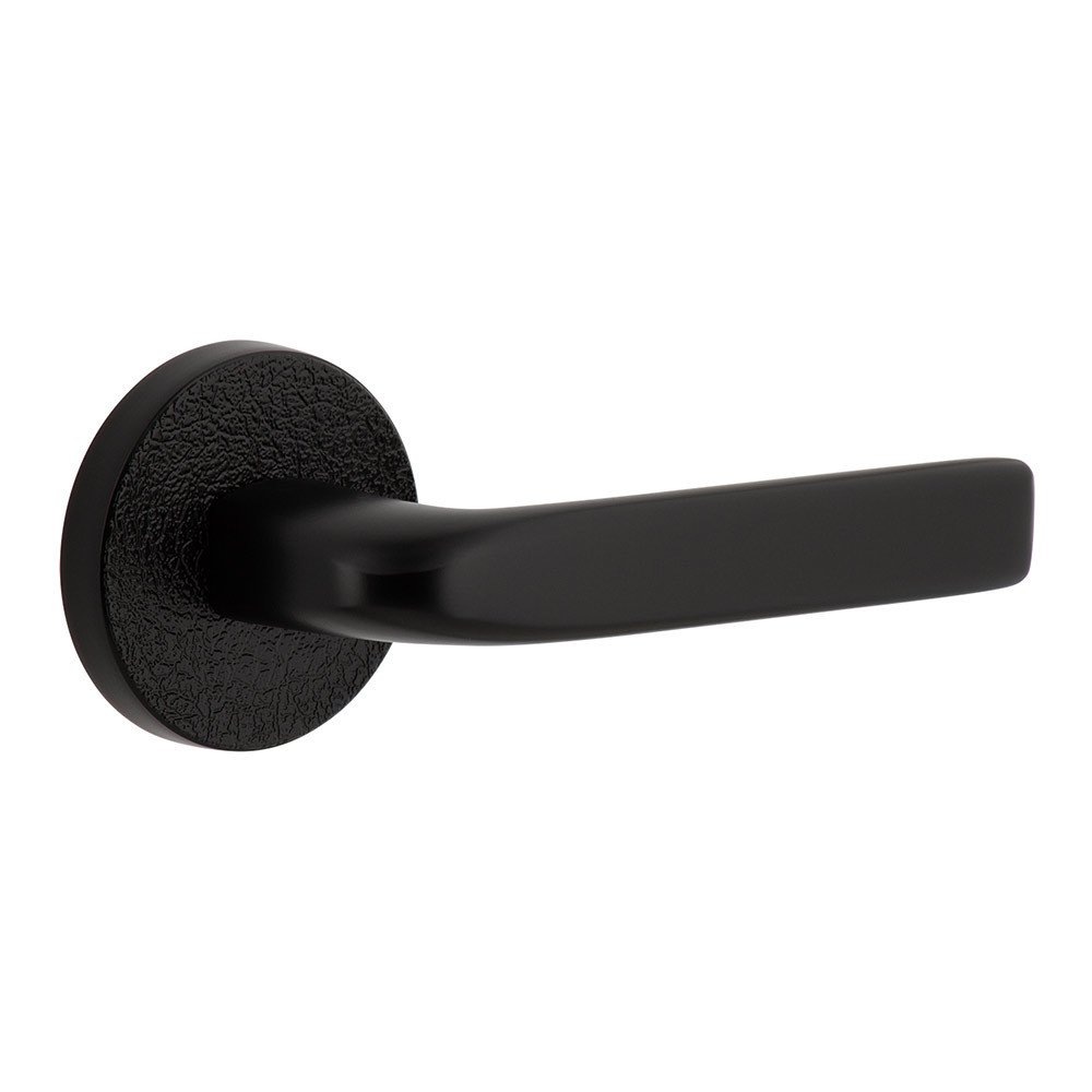 Single Dummy - Circolo Leather Rosette with Right Handed Bella Lever in Satin Black