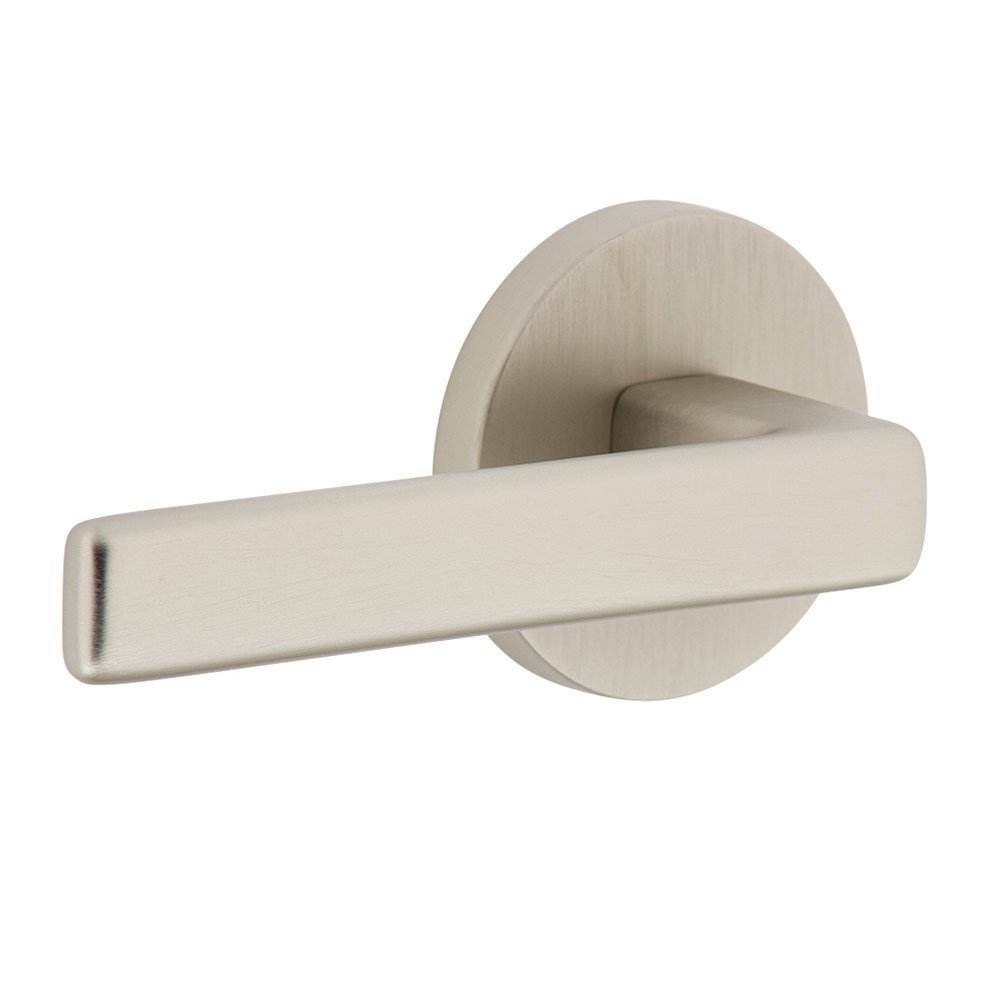 Single Dummy - Circolo Rosette with Left Handed Lusso Lever in Satin Nickel