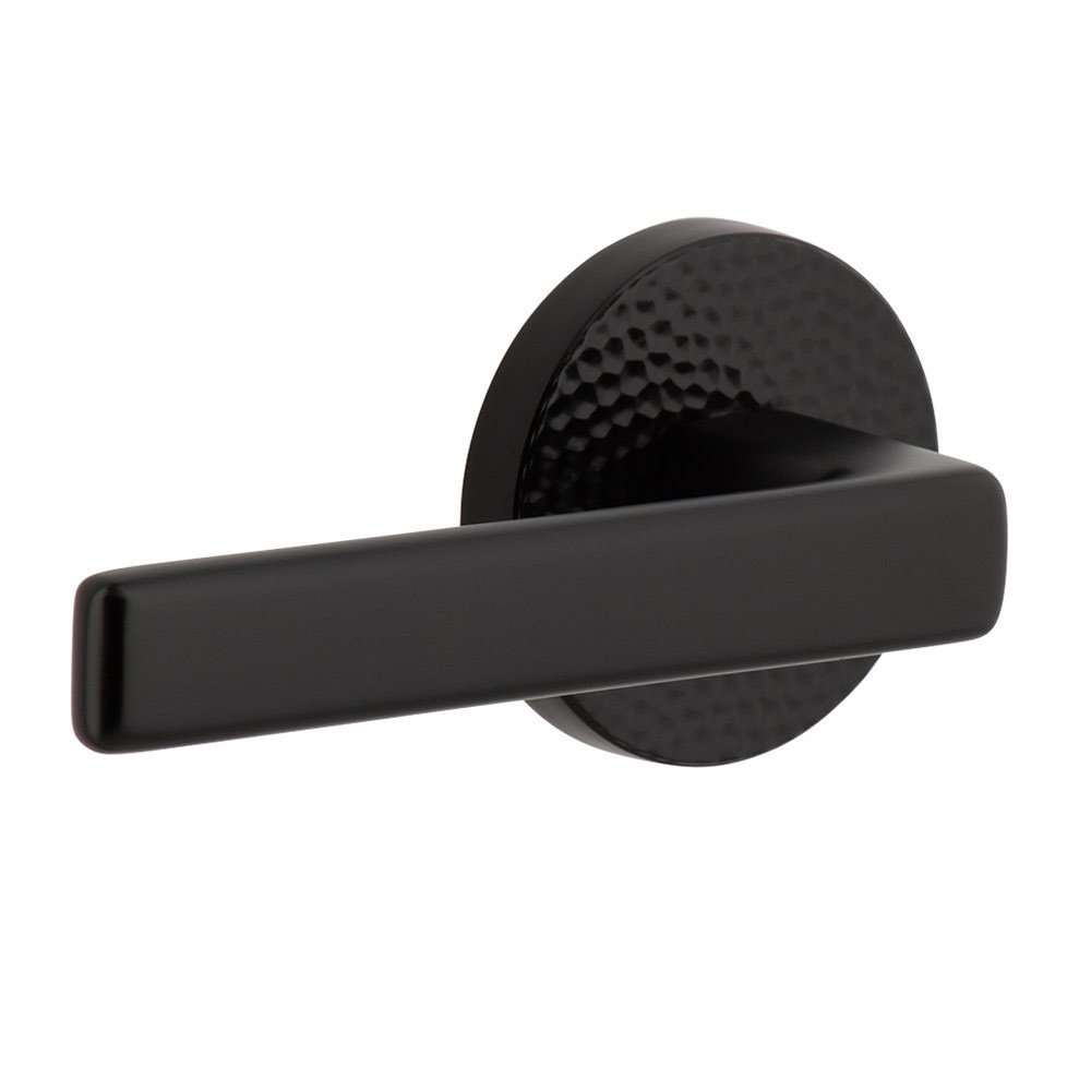 Single Dummy - Circolo Hammered Rosette with Left Handed Lusso Lever in Satin Black