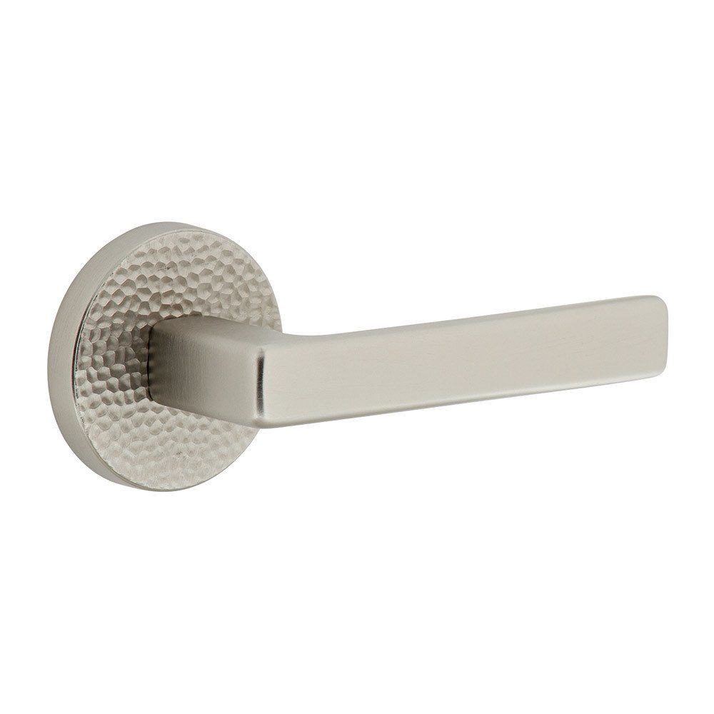 Single Dummy - Circolo Hammered Rosette with Right Handed Lusso Lever in Satin Nickel