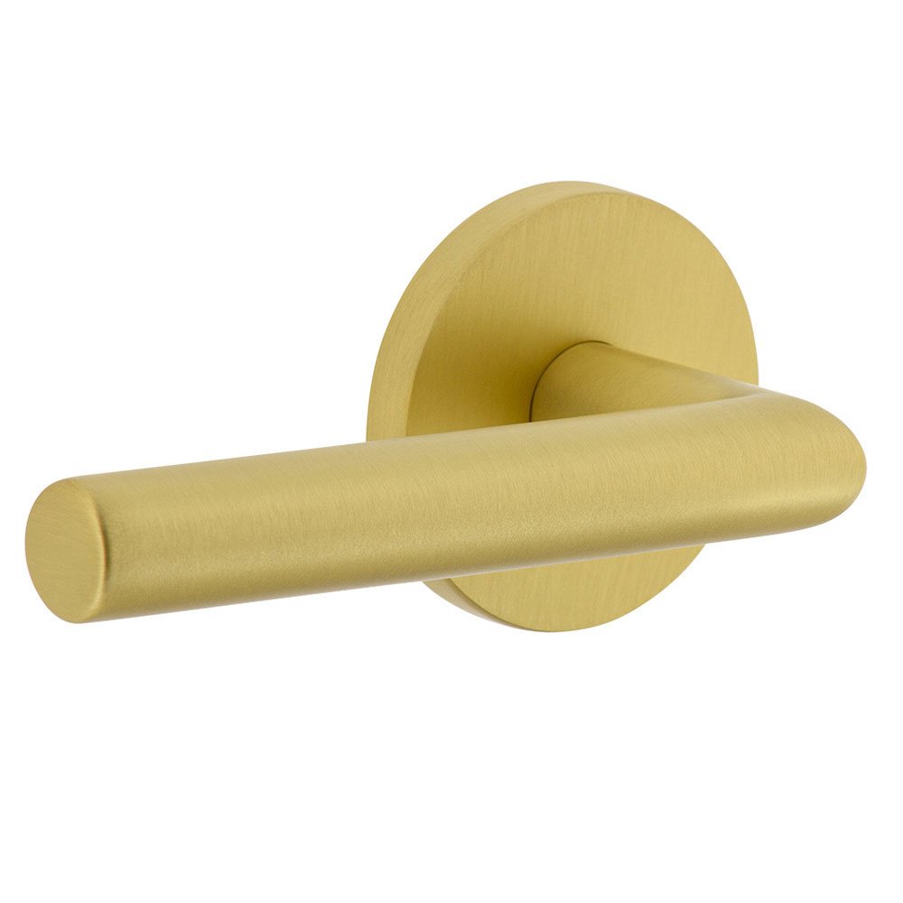Single Dummy - Circolo Rosette with Left Handed Moderno Lever in Satin Brass