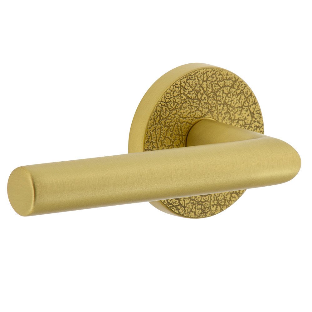 Single Dummy - Circolo Leather Rosette with Left Handed Moderno Lever in Satin Brass