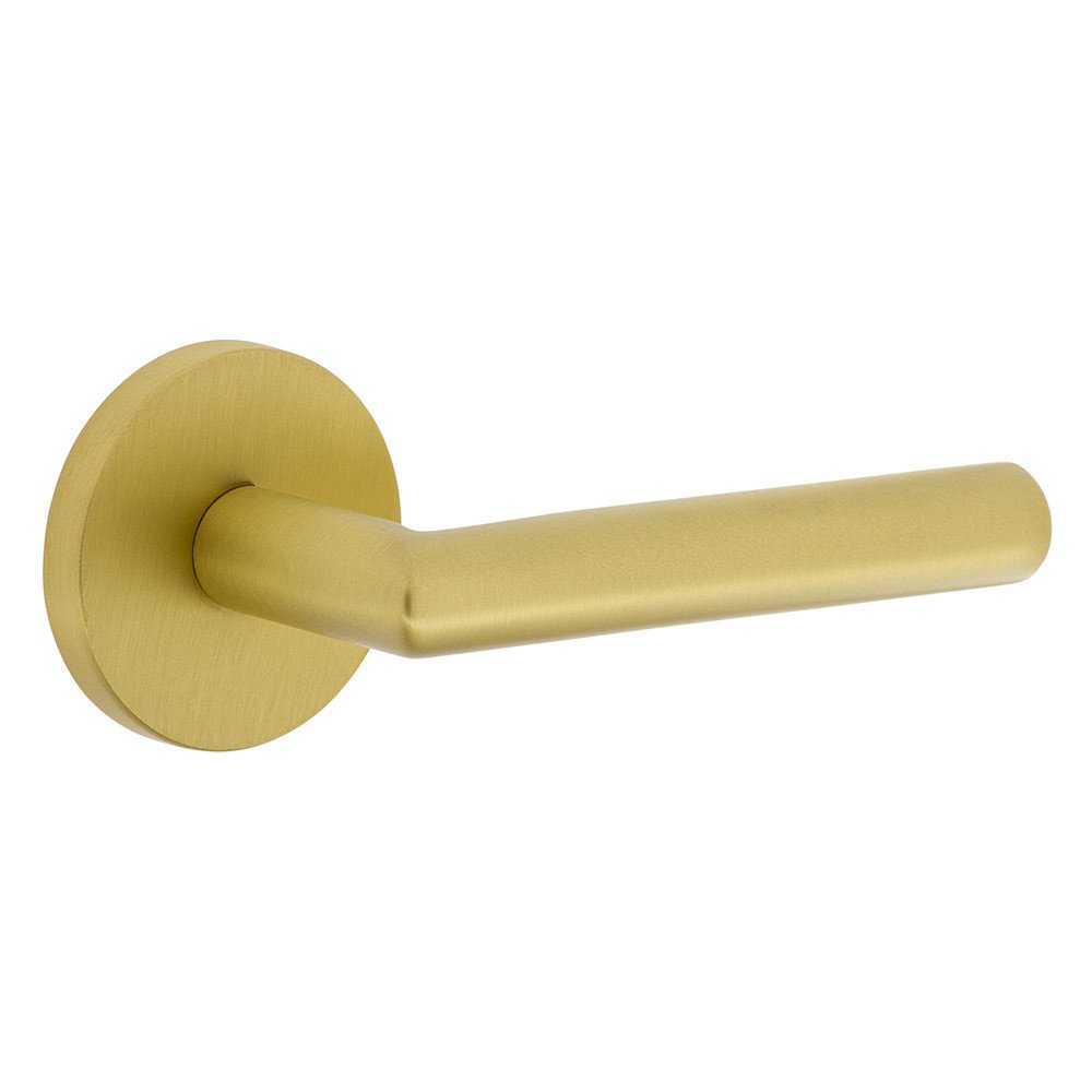 Single Dummy - Circolo Rosette with Right Handed Moderno Lever in Satin Brass