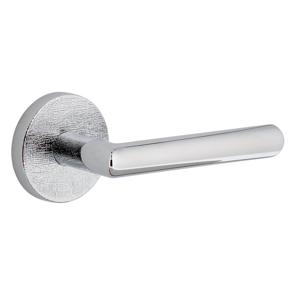 Single Dummy - Circolo Linen Rosette with Right Handed Moderno Lever in Bright Chrome