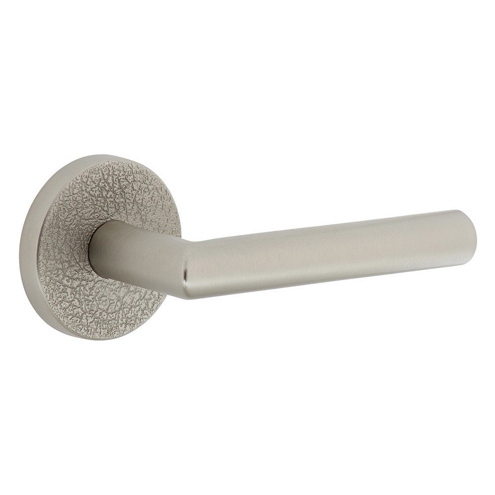 Single Dummy - Circolo Leather Rosette with Right Handed Moderno Lever in Satin Nickel