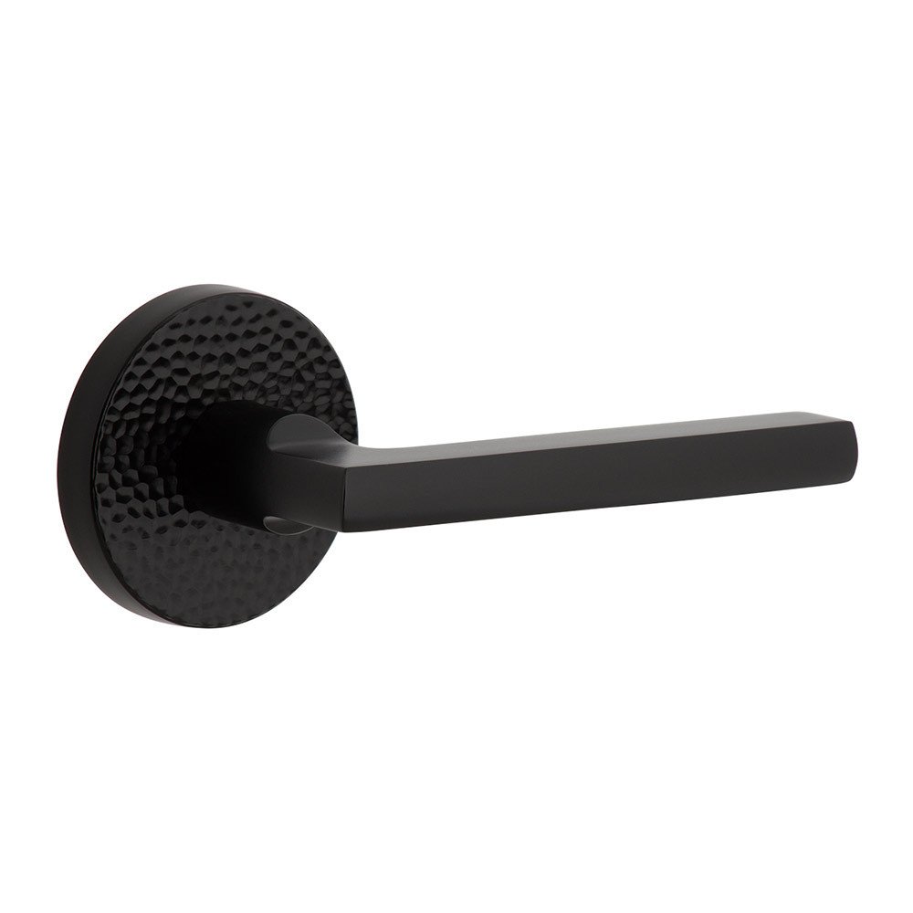 Single Dummy - Circolo Hammered Rosette with Right Handed Milano Lever in Satin Black