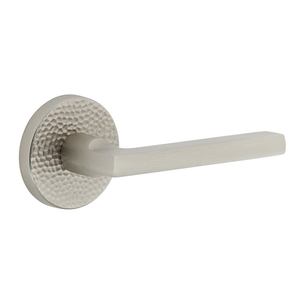 Single Dummy - Circolo Hammered Rosette with Right Handed Milano Lever in Satin Nickel