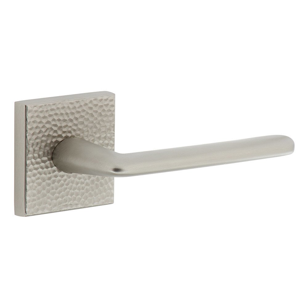 Single Dummy - Quadrato Hammered Rosette with Right Handed Brezza Lever in Satin Nickel