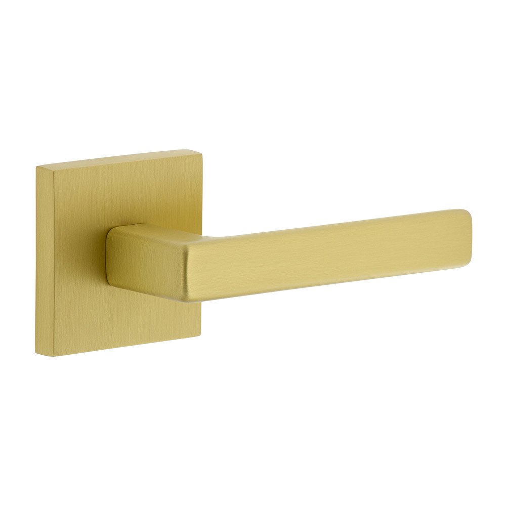 Single Dummy - Quadrato Rosette with Right Handed Lusso Lever in Satin Brass