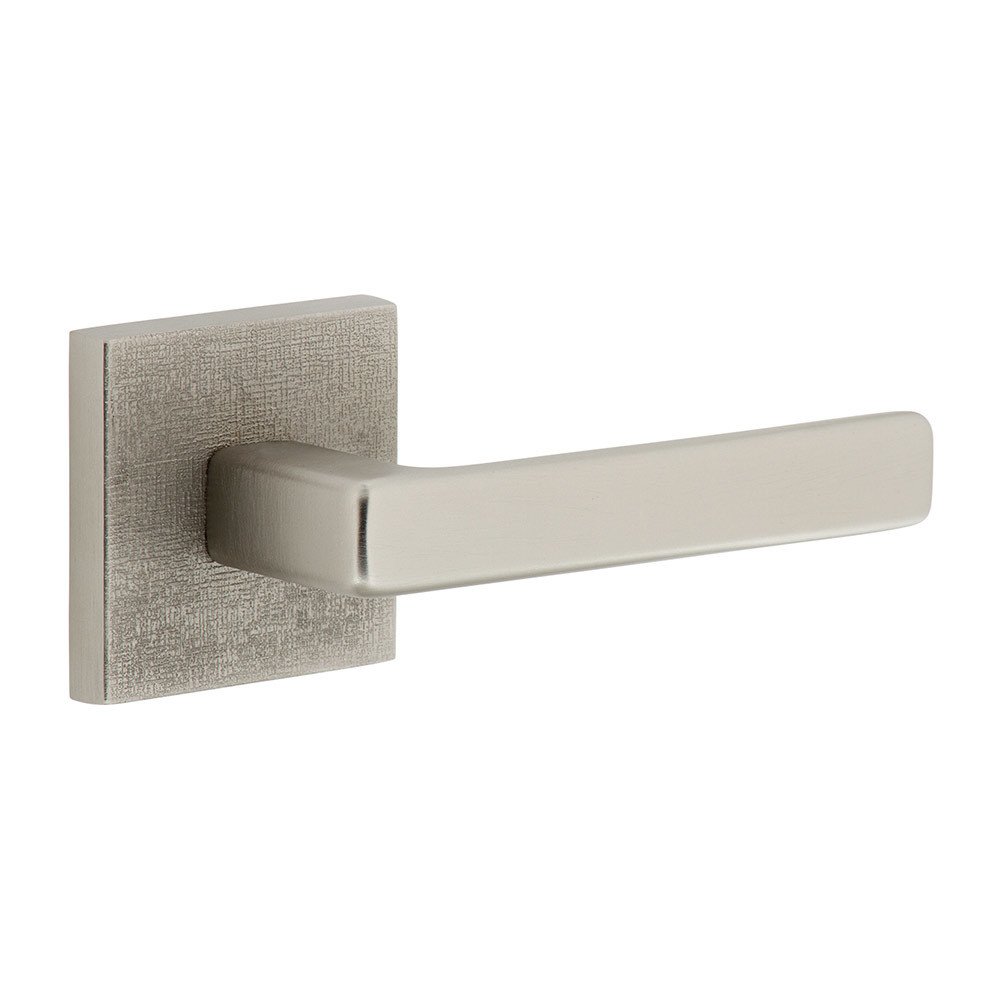 Single Dummy - Quadrato Linen Rosette with Right Handed Lusso Lever in Satin Nickel