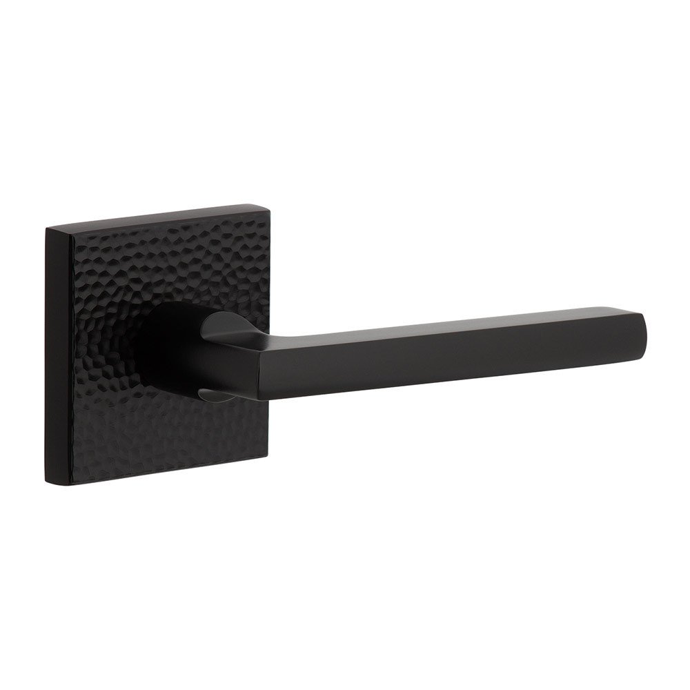 Single Dummy - Quadrato Hammered Rosette with Right Handed Milano Lever in Satin Black