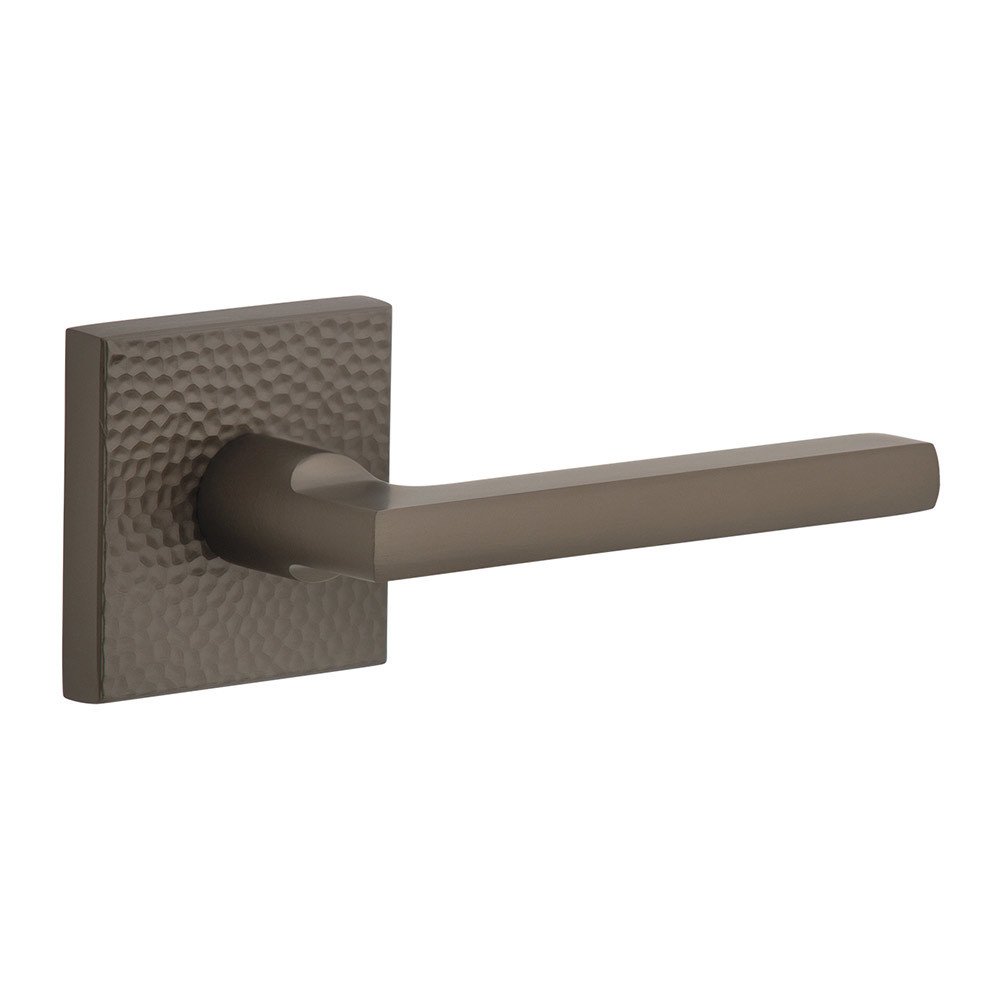 Single Dummy - Quadrato Hammered Rosette with Right Handed Milano Lever in Titanium Gray