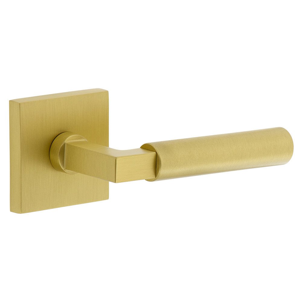 Single Dummy - Quadrato Rosette with Right Handed Contempo Smooth Lever in Satin Brass