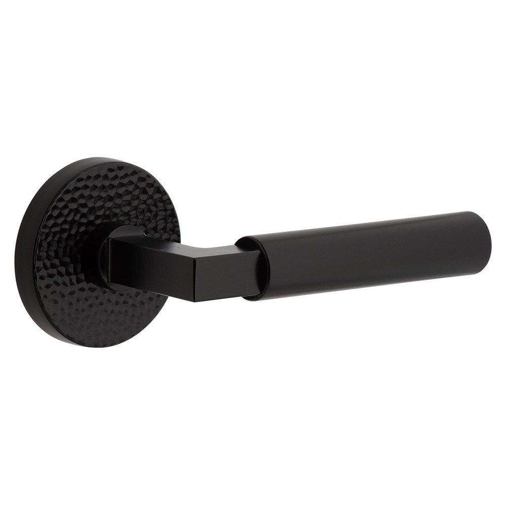 Single Dummy - Circolo Hammered Rosette with Right Handed Contempo Smooth Lever in Satin Black