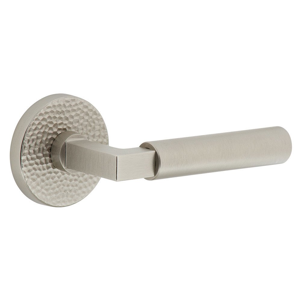 Single Dummy - Circolo Hammered Rosette with Right Handed Contempo Smooth Lever in Satin Nickel