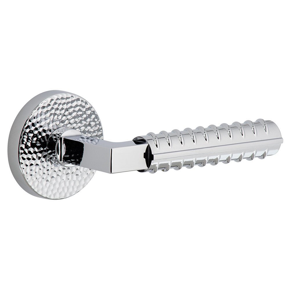 Single Dummy - Circolo Hammered Rosette with Right Handed Contempo Rebar Lever in Bright Chrome