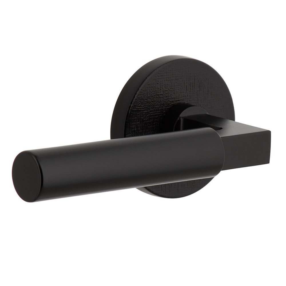 Single Dummy - Circolo Linen Rosette with Left Handed Contempo Smooth Lever in Satin Black