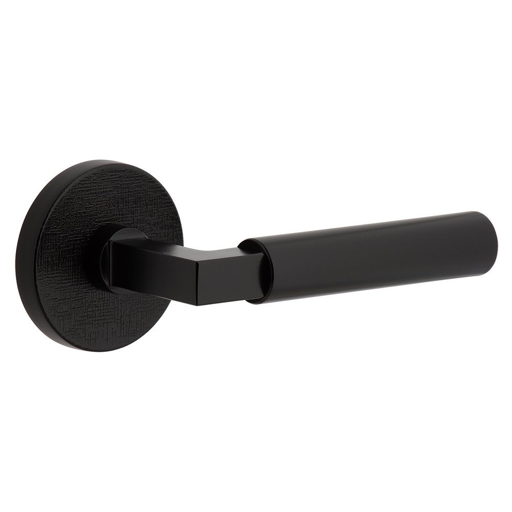 Single Dummy - Circolo Linen Rosette with Right Handed Contempo Smooth Lever in Satin Black