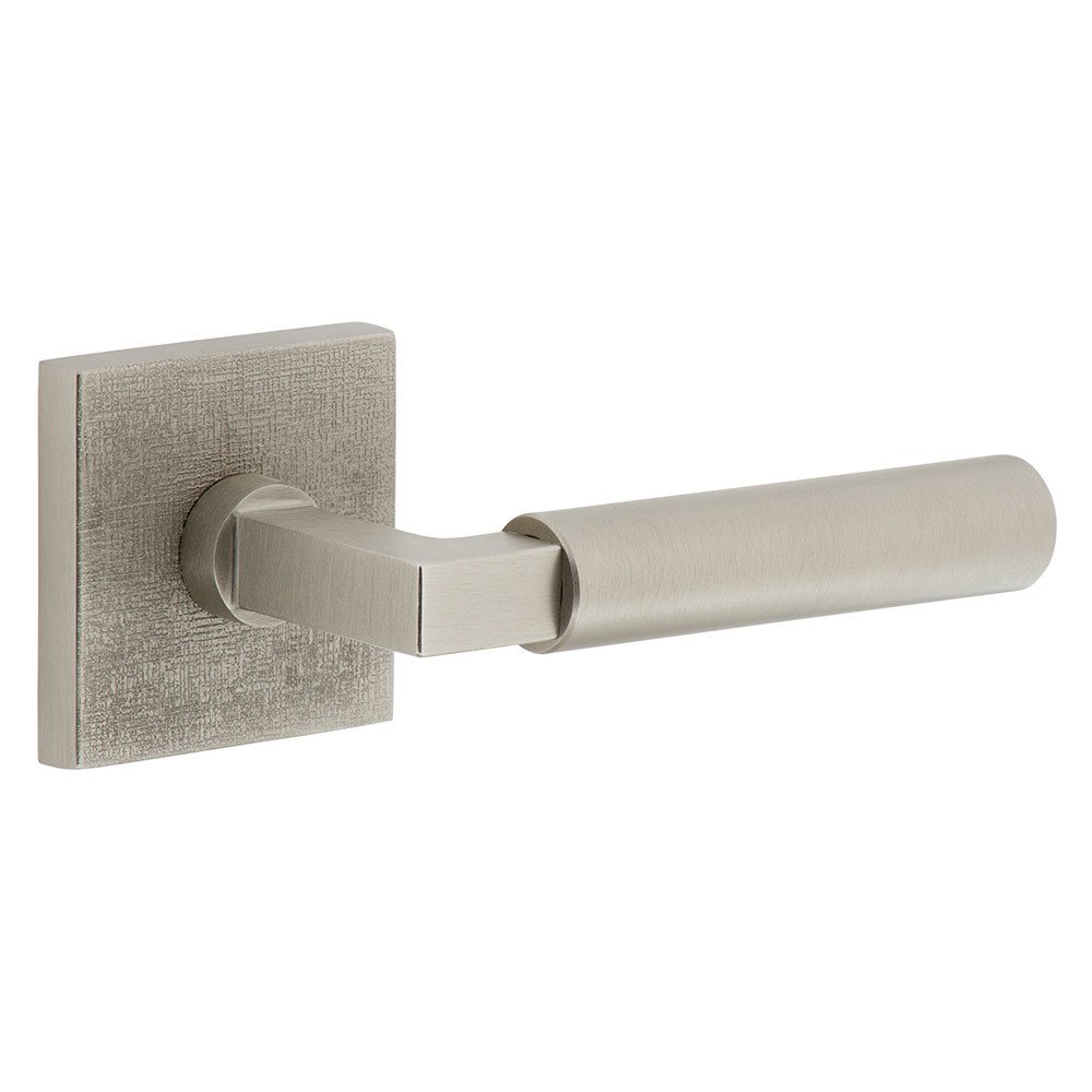 Single Dummy - Quadrato Linen Rosette with Right Handed Contempo Smooth Lever in Satin Nickel
