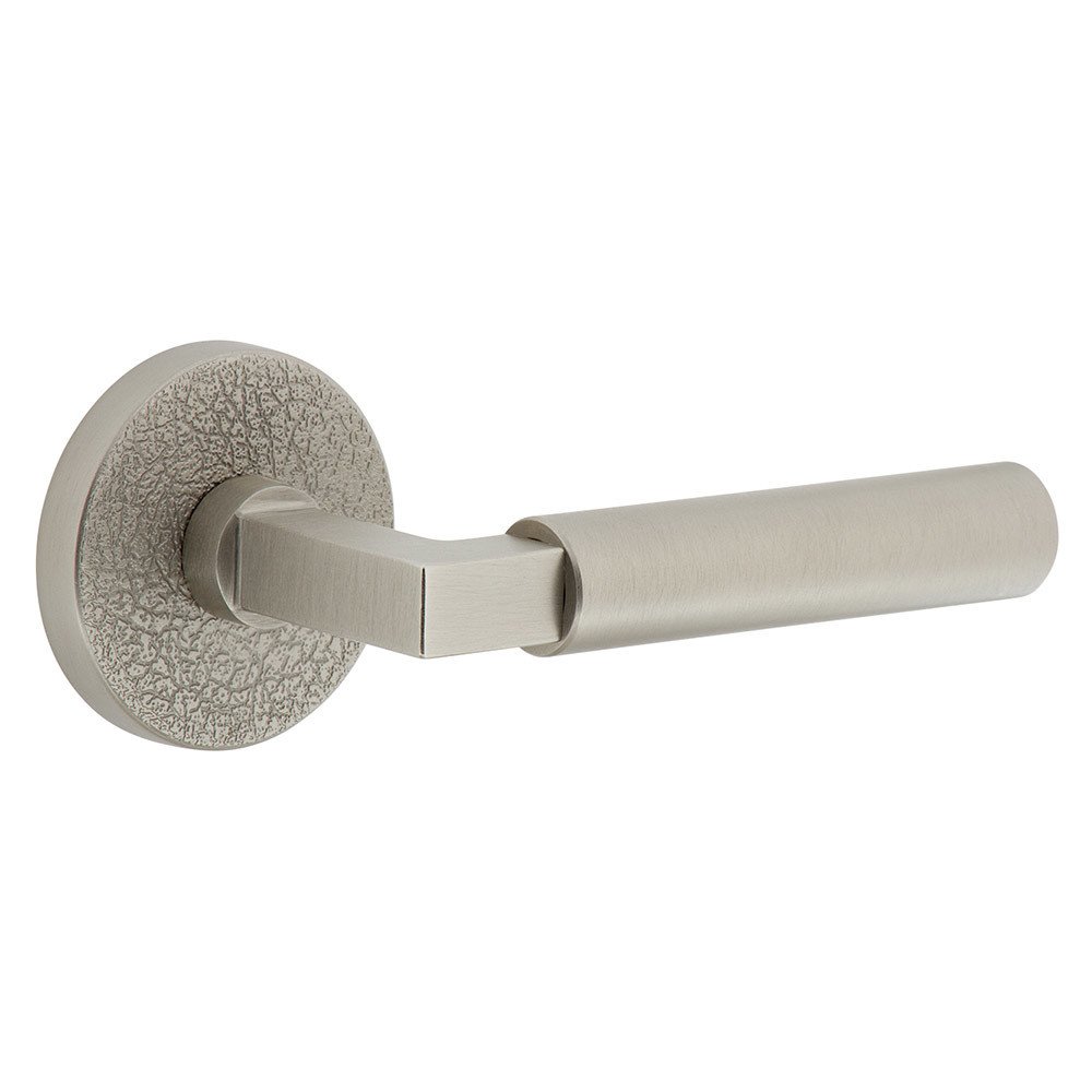 Single Dummy - Circolo Leather Rosette with Right Handed Contempo Smooth Lever in Satin Nickel