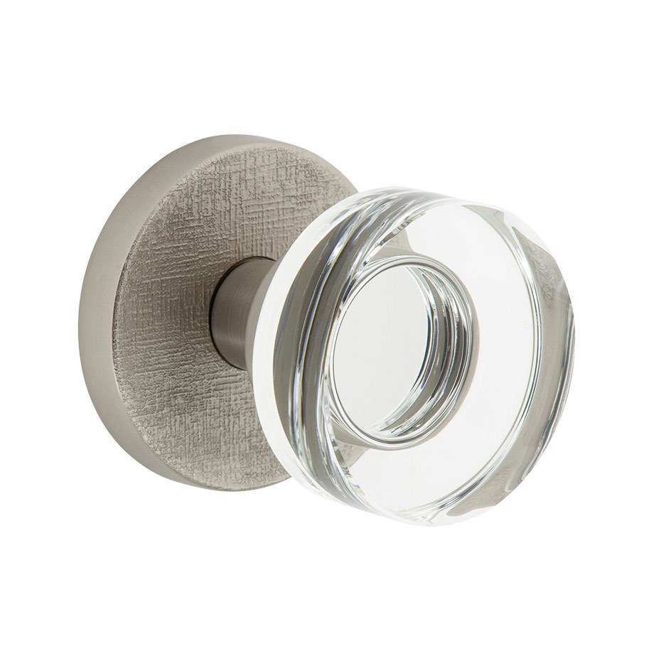 Complete Double Dummy Set - Circolo Linen Rosette with Circolo Crystal Knob in Satin Nickel
