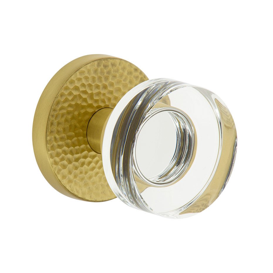 Complete Double Dummy Set - Circolo Hammered Rosette with Circolo Crystal Knob in Satin Brass