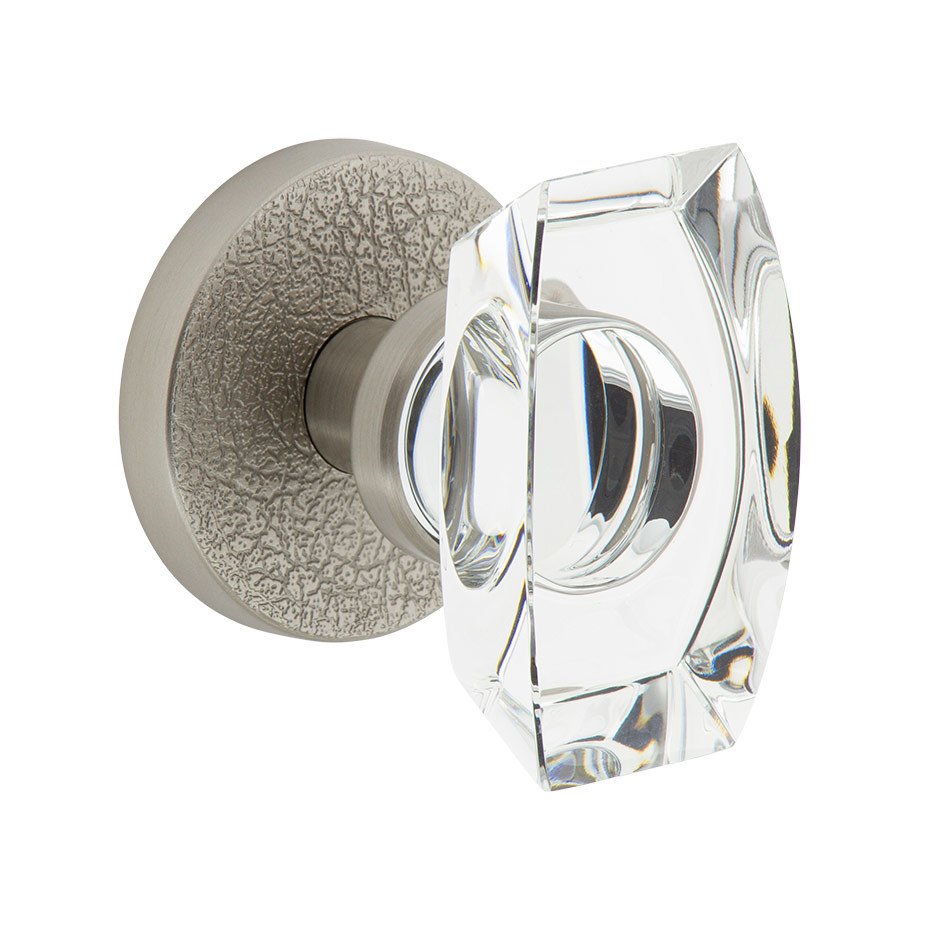 Complete Double Dummy Set - Circolo Leather Rosette with Stella Crystal Knob in Satin Nickel