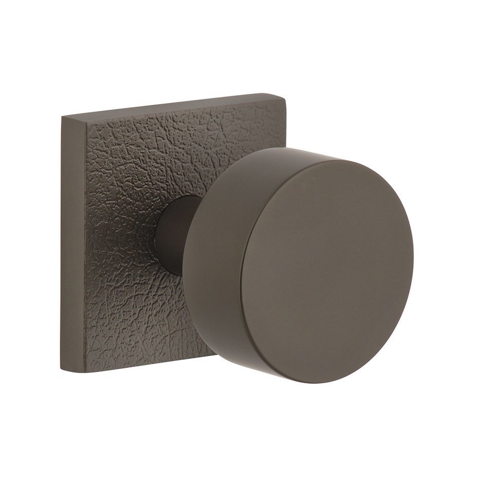 Complete Double Dummy Set - Quadrato Leather Rosette with Circolo Brass Knob in Titanium Gray