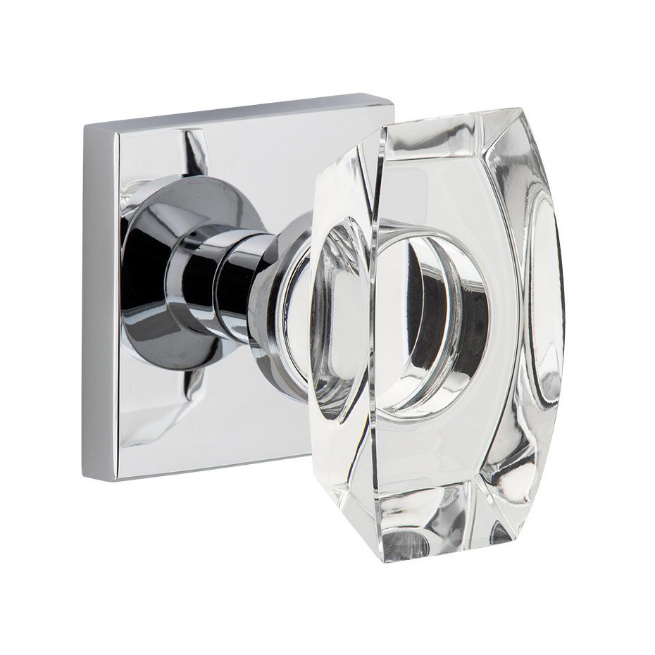 Complete Double Dummy Set - Quadrato Rosette with Stella Crystal Knob in Bright Chrome