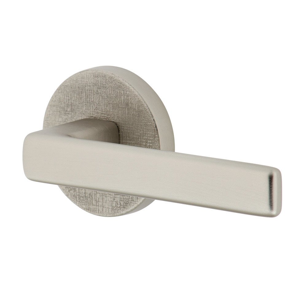 Complete Double Dummy Set - Circolo Linen Rosette with Right Handed Lusso Lever in Satin Nickel